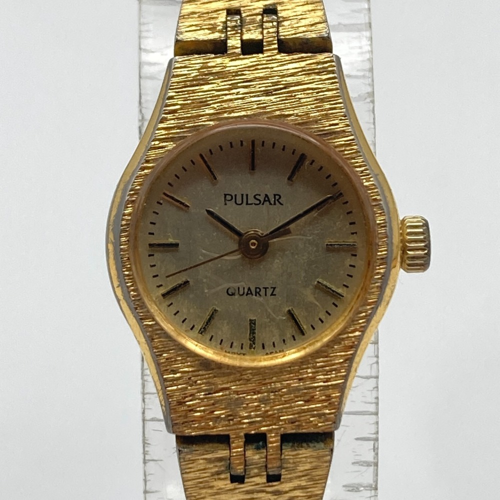 Vintage Pulsar Womens Watch 18mm Gold Tone Y481-X029 Petite New Battery 6.25"